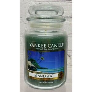New Yankee Candle Island Spa Scented 22oz Glass Large Jar Lid Green 1 Wick